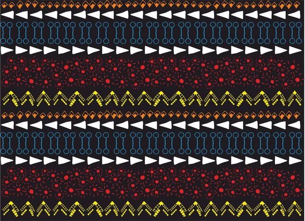 Modèle Ethnique Pour Tissu Fond Écran Noir Vecteur — Image vectorielle