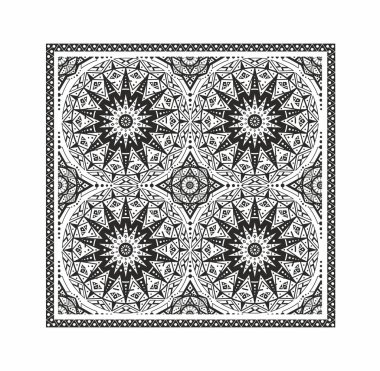 Geometrik dikişsiz desen, mandala arka planı, etnik, geleneksel, halk müziği, süs eşyası baskısı. - Vektör