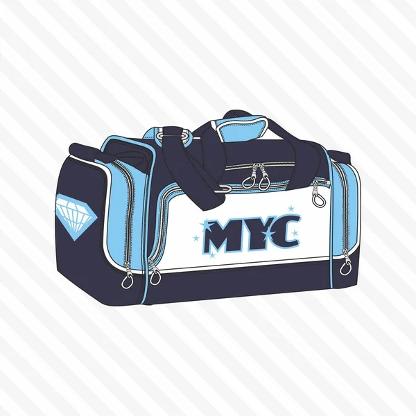 Spor, seyahat, spor çantası, açık hava katlama paketi, kadın ve erkek aksesuarları. - Vektör