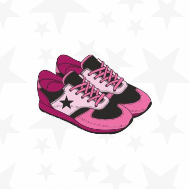 Erkek ya da kadın için spor ayakkabısı. Antrenör, koşu, günlük, spor ayakkabıları. Spor aksesuarı. - Vektör