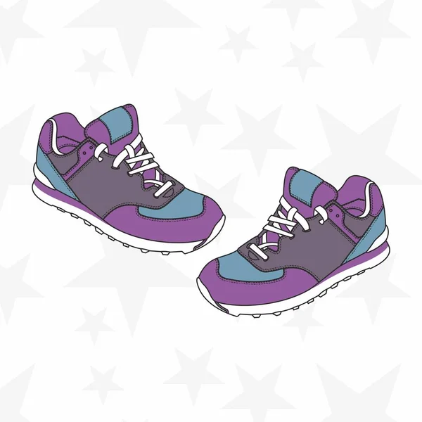 Sneaker Voor Man Vrouw Trainer Hardlopen Casual Gymschoenen Sportaccessoire Vector — Stockvector