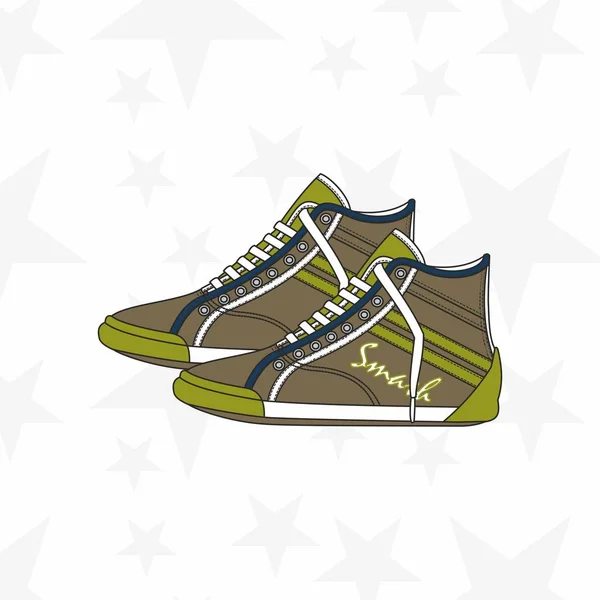 Sneaker Voor Man Vrouw Trainer Hardlopen Casual Gymschoenen Sportaccessoire Vector — Stockvector