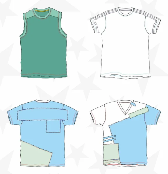 Απομίμηση Μπλούζας Ρούχα Σετ Υφασμάτινων Προτύπων Διάνυσμα — Διανυσματικό Αρχείο