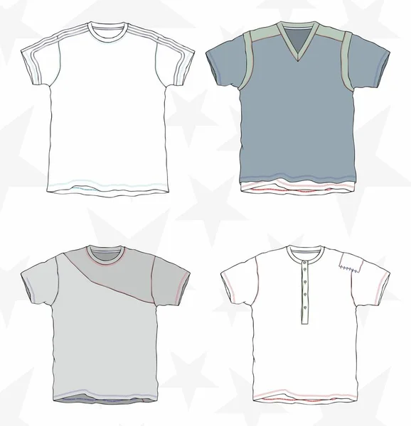 Una Maqueta Camisetas Ropa Conjunto Plantillas Textiles Vector — Vector de stock