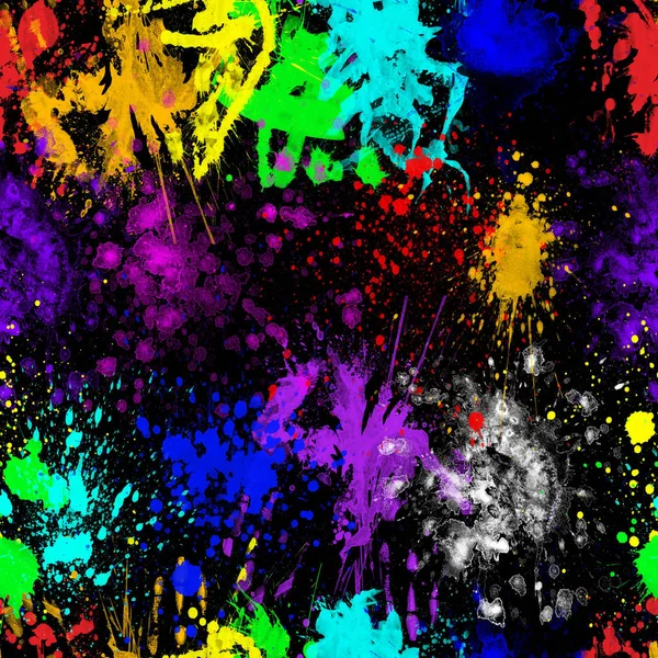 Renkli, suluboya, dikişsiz desen. Fırça darbeleri arka plan. Renkli dijital baskı. - Resim..