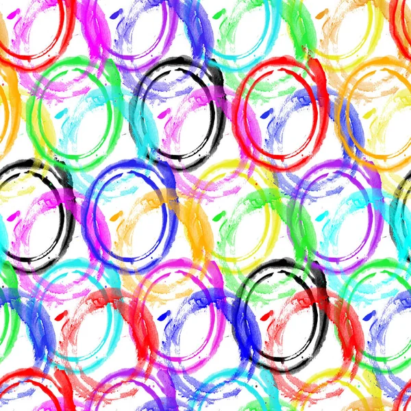 多色スプラッシュ水彩シームレスパターン ブラシのストロークの背景 カラフルなデジタルプリント イラスト — ストック写真