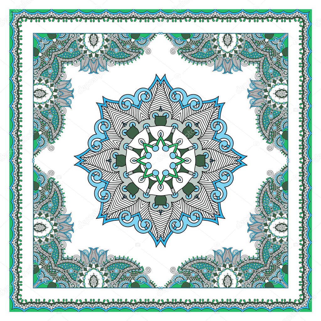 Ornamental paisley pattern for kerchief, bandana, shawl, scarf. Colorful geometric background. Textile digital print for fabric.Traditional, ethnic element.