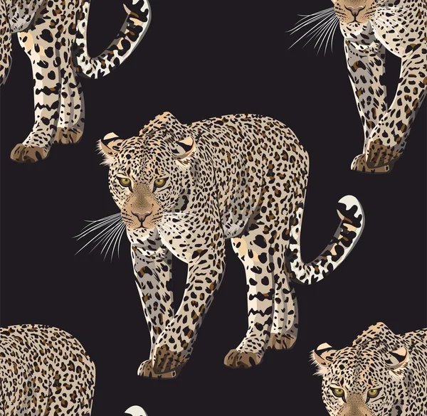 Vektorskizze Von Spaziergängen Leopard Seamless Leo Pattern Animal Print — Stockvektor
