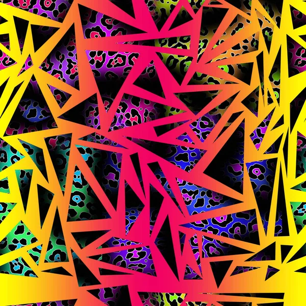 ヒョウの皮のシームレスなパターン 動物の質感 カラフルなパステルの背景に混沌とした多色のスポット 三角形のデザイン ファブリックデザイン テキスタイルプリント イラスト — ストック写真