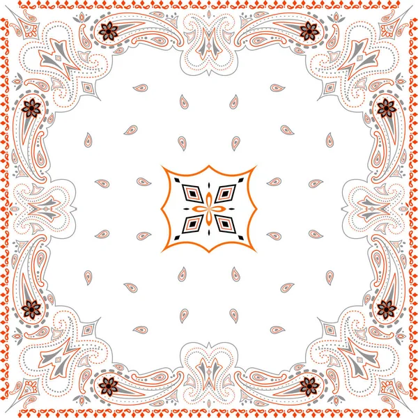 Ornament Paisley Nahtlosen Bandana Print Seidenhalstuch Oder Halstuch Quadratischen Muster — Stockfoto