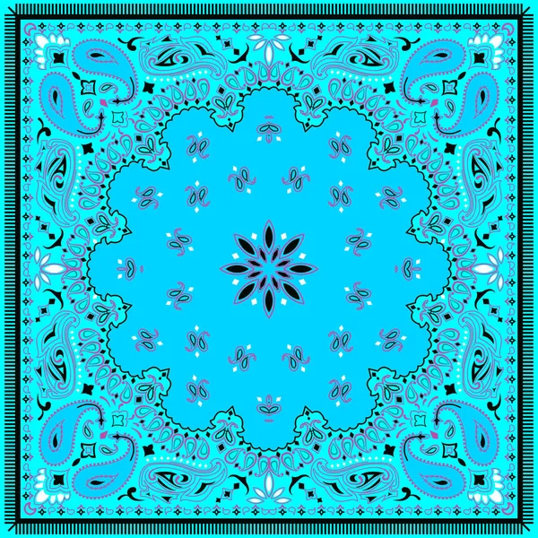 Ornament Paisley Nahtlosen Bandana Print Seidenhalstuch Oder Halstuch Quadratischen Muster — Stockfoto