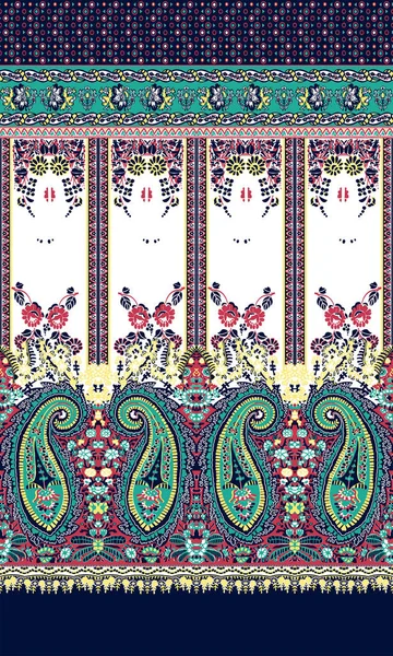 Kumaş baskısı için geleneksel Paisley Çiçek Deseni. Tekstil moda tasarımı. Doğulu, etnik, folk geometrik arka plan. - Resim.