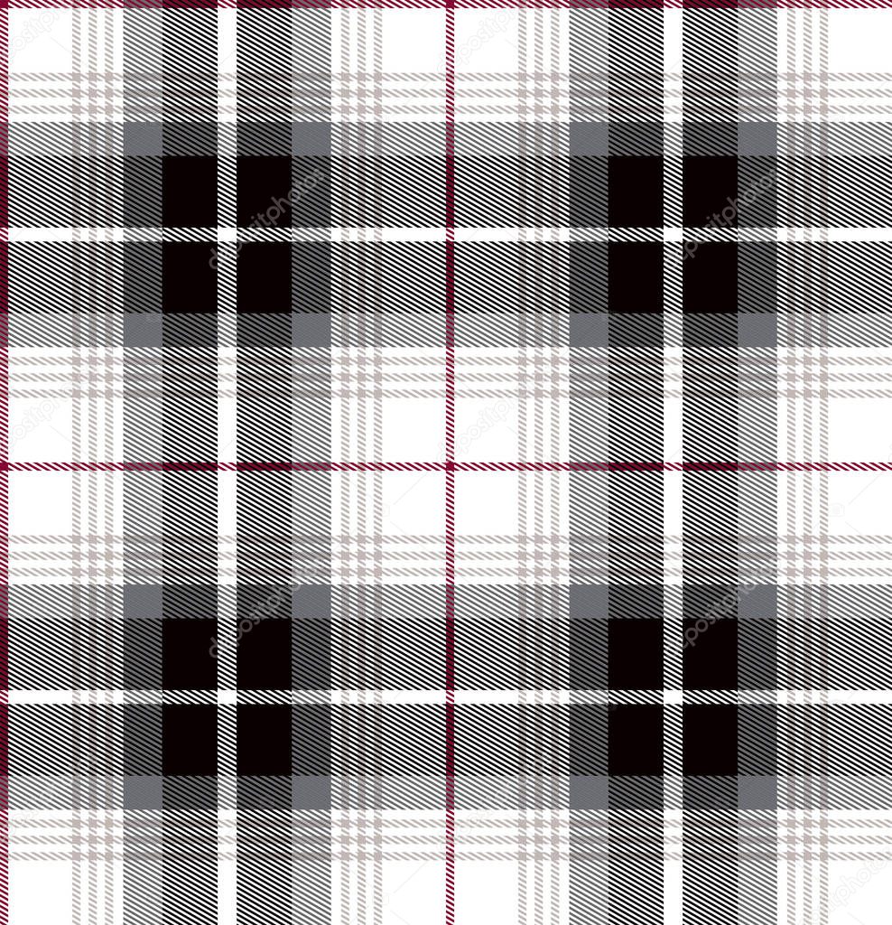 Plaid check patten in pastel grey, dusty beige, claret red and white. Seamless fabric texture.Fashion print. - illustration