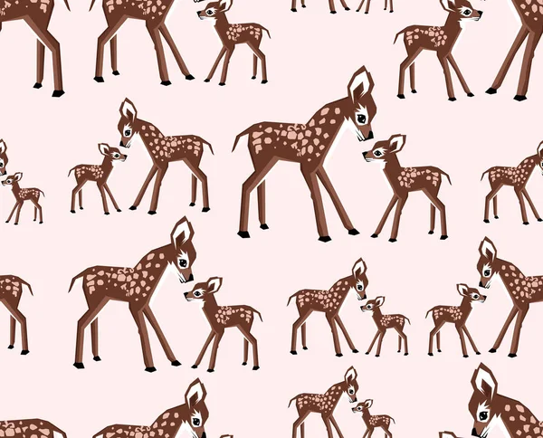 Seamless Cute Animals Baby Deer Background Animals Print Illustration — Stock Photo, Image