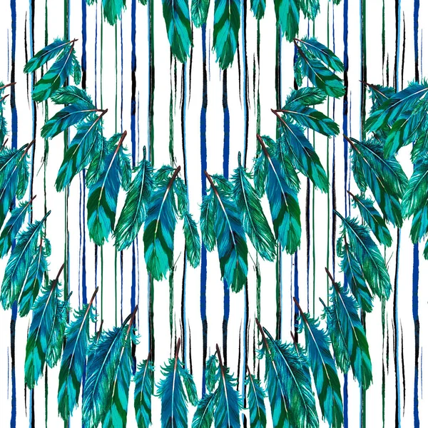 Suluboya çizgili renkli tüyler. Kusursuz kumaş dokusu. - Resim.