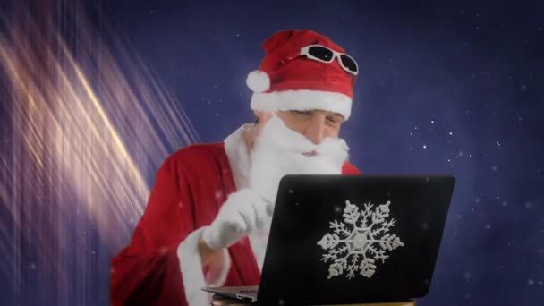 Santa Claus White Mouse Type 2020 Happy New Year Вітання — стокове відео