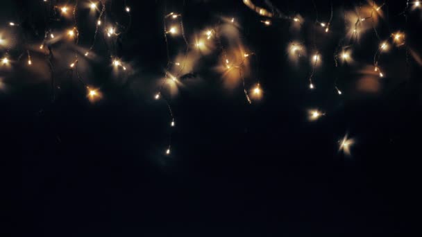 Guirlande Des Arbres Noël Brille Comme Ciel Nocturne Lune Bientôt — Video