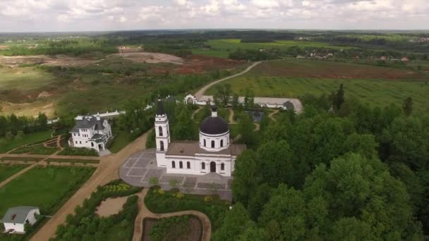 Ortodoxní Kostel Století Postavený Moskevském Regionu Letecká Fotografie — Stock video