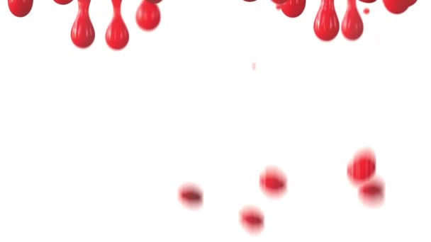 Drops of blood fall down. Allegory of flowing blood. — Stock Video