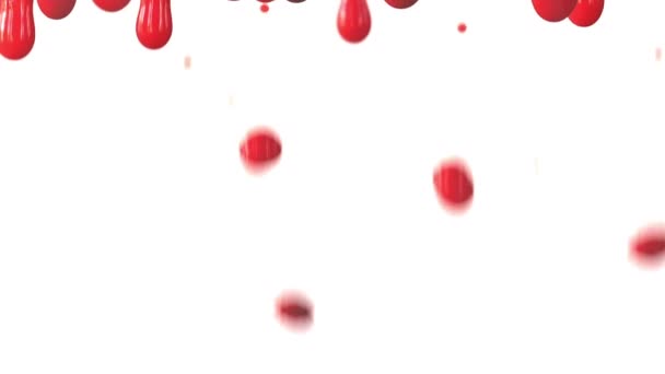 Drops of blood fall down. Allegory of flowing blood. — Stock Video