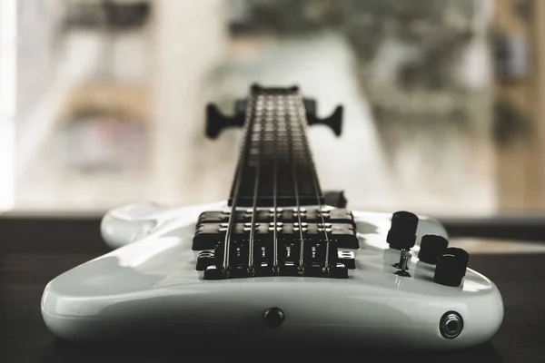 closeup of electrical bass guitar