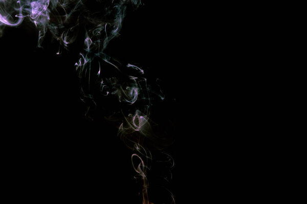 Movement of abstract smoke isolated on black background and texture path