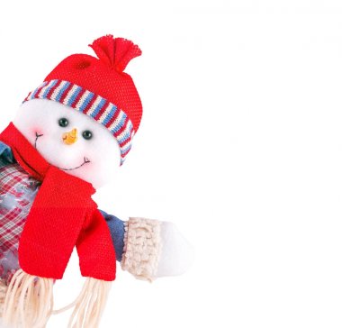 Beyaz arkaplanda kardan adam izole edildi