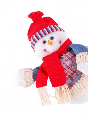 Beyaz arkaplanda kardan adam izole edildi