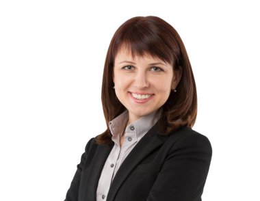 Gülümseyen meşgul kadın kendine güven ve mutluluk gösteriyor.