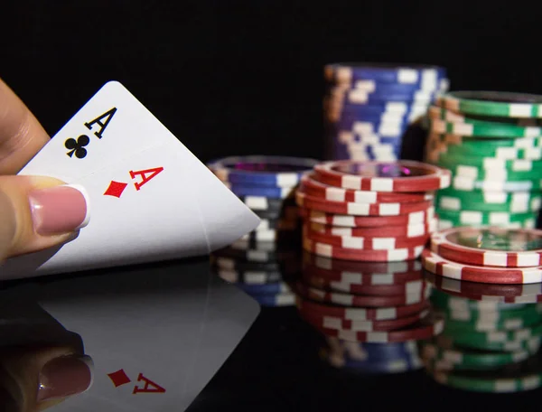 Fichas Casino Multicoloridas Para Jogar Poker — Fotografia de Stock