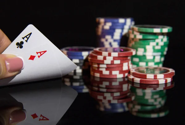 Fichas Casino Multicoloridas Para Jogar Poker — Fotografia de Stock