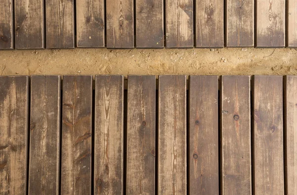 Wooden Beach Boardwalk Sand Texture Background — Stock Photo, Image