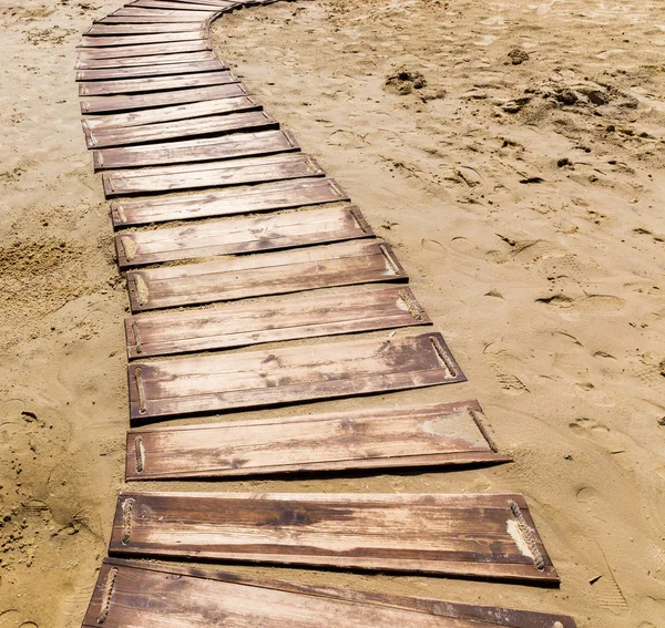 Ahşap Beach Boardwalk Yol Kopya Alanı Ile Kum Ile — Stok fotoğraf