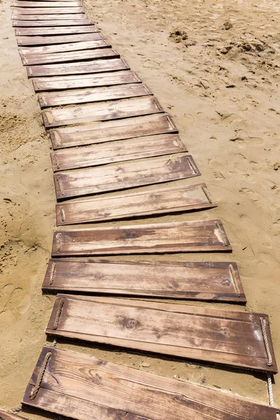 Ahşap Beach Boardwalk Yol Kopya Alanı Ile Kum Ile — Stok fotoğraf