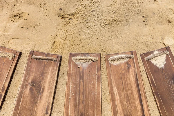 Legno Lungomare Sentiero Con Sabbia Con Spazio Copia — Foto Stock