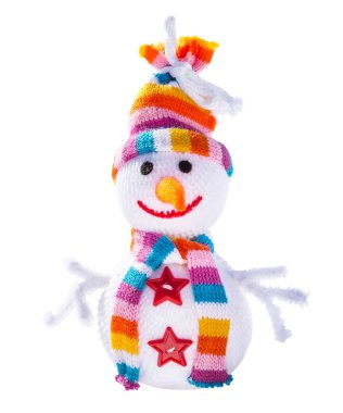 Beyaz arka plan üzerinde izole kar kardan adam gülümseyen