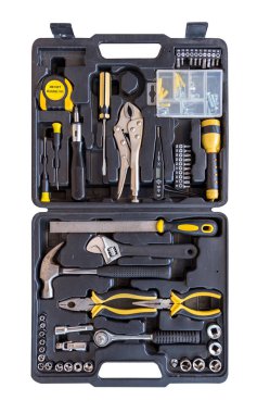 Araç kutusunu araçları çekiç anahtar bit sürücü pense hex anahtar bush düzeyinde hex anahtar içerir