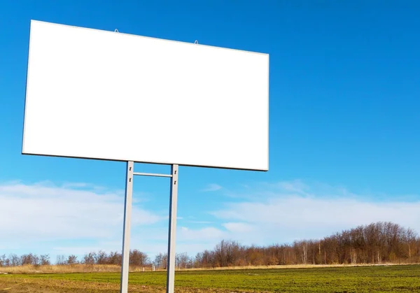 Große Weiße Plakatwand Straßenrand Und Blauer Himmel — Stockfoto