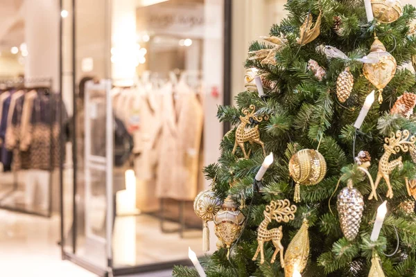 Decoración Del Árbol Navidad Centro Comercial — Foto de Stock