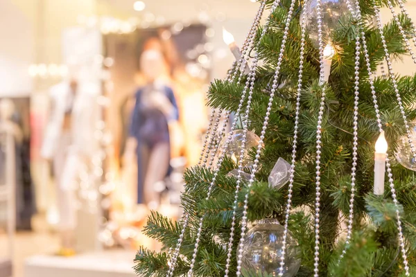 Décoration Arbre Noël Dans Centre Commercial — Photo