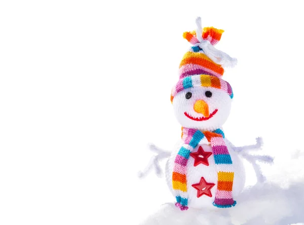 Sorrindo Boneco Neve Neve Isolado Fundo Branco — Fotografia de Stock