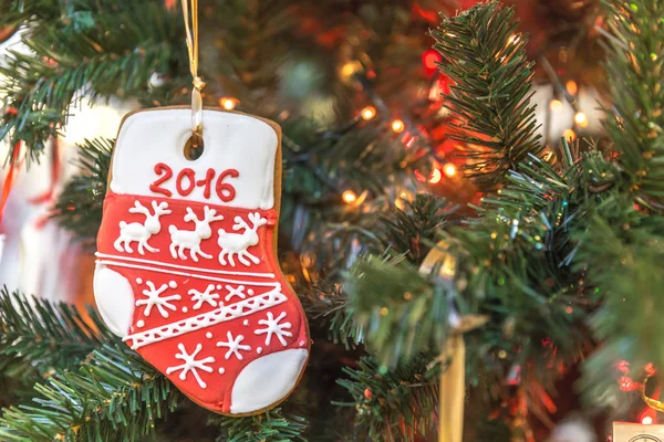 Décoration Arbre Noël Avec Biscuit — Photo