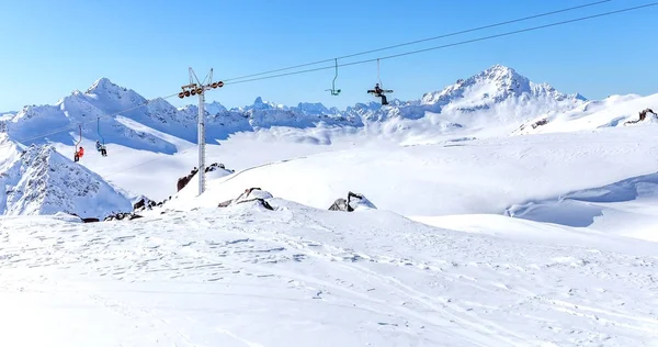 Skilift Skigebiet Hoch Den Bergen Russland — Stockfoto