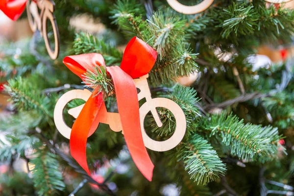 Arbre Noël Avec Décoration Vélo — Photo