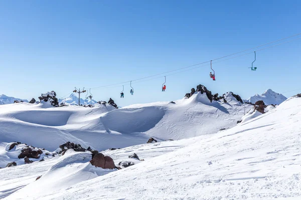 Skidliften Skidorten Högt Bergen Ryssland — Stockfoto