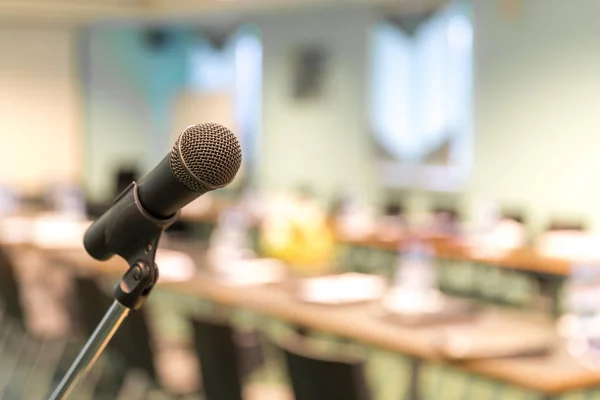 Microphone in conference hall before business meeting