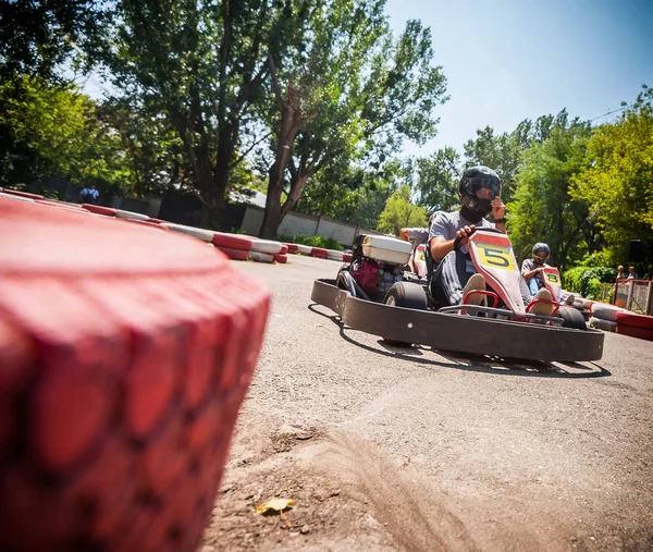 Go kart rychlost jízdy závod — Stock fotografie