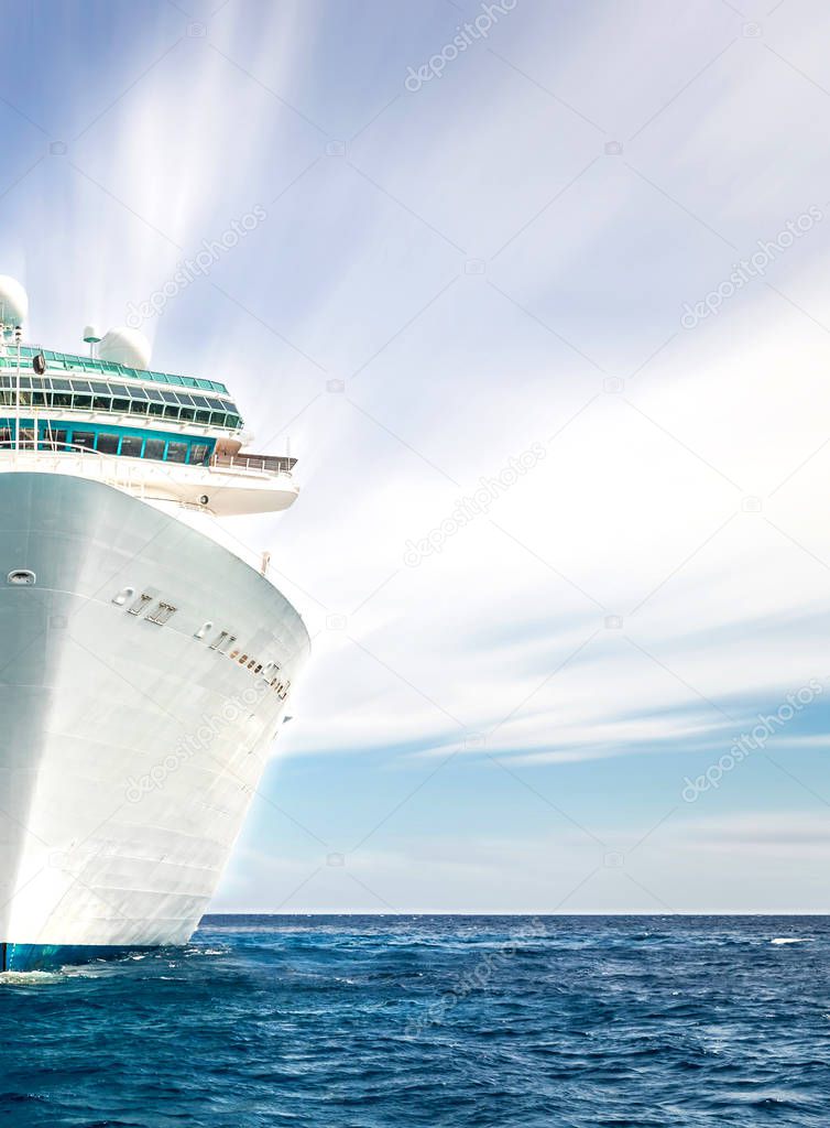 Cruise ship with blue sky