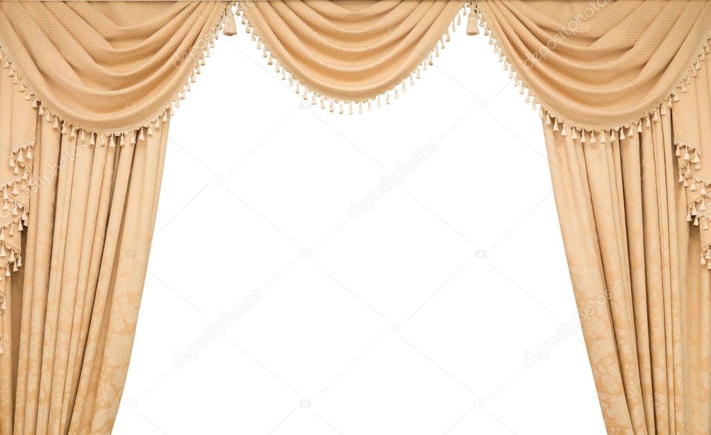 classic beige curtain hanging on a window