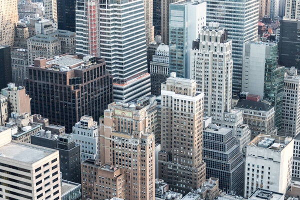 New york, USA - May 17, 2019: New York City skyscrapers in midtown Manhattan aerial panorama view in the day